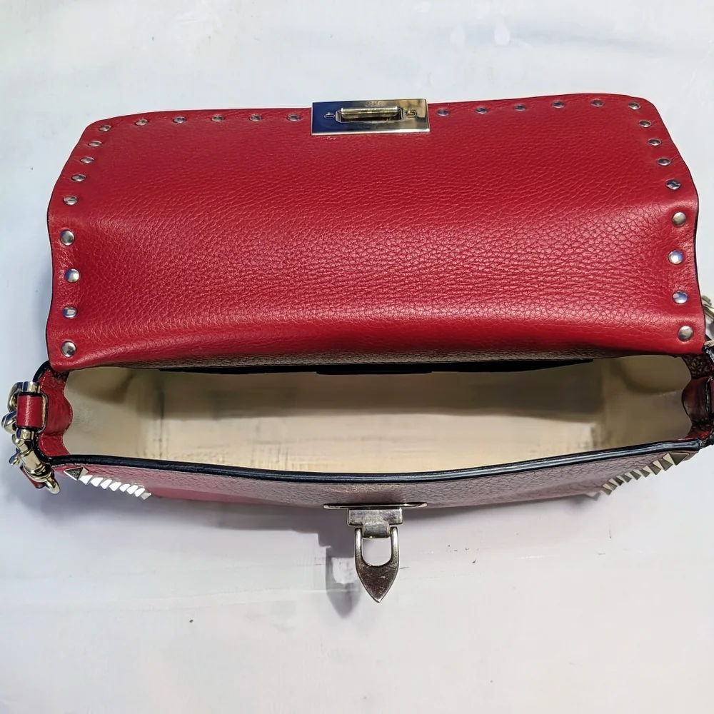 Valentino Garavani Sm. Rockstud Chain Flip Lock Flap Leather Bag - The SIGNATURE